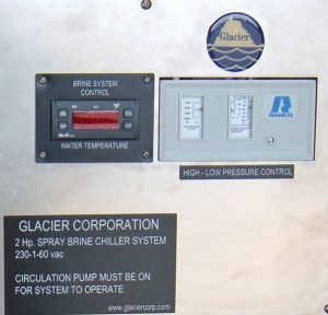 Close up of Digital Temp control, pressure cut-out placard.